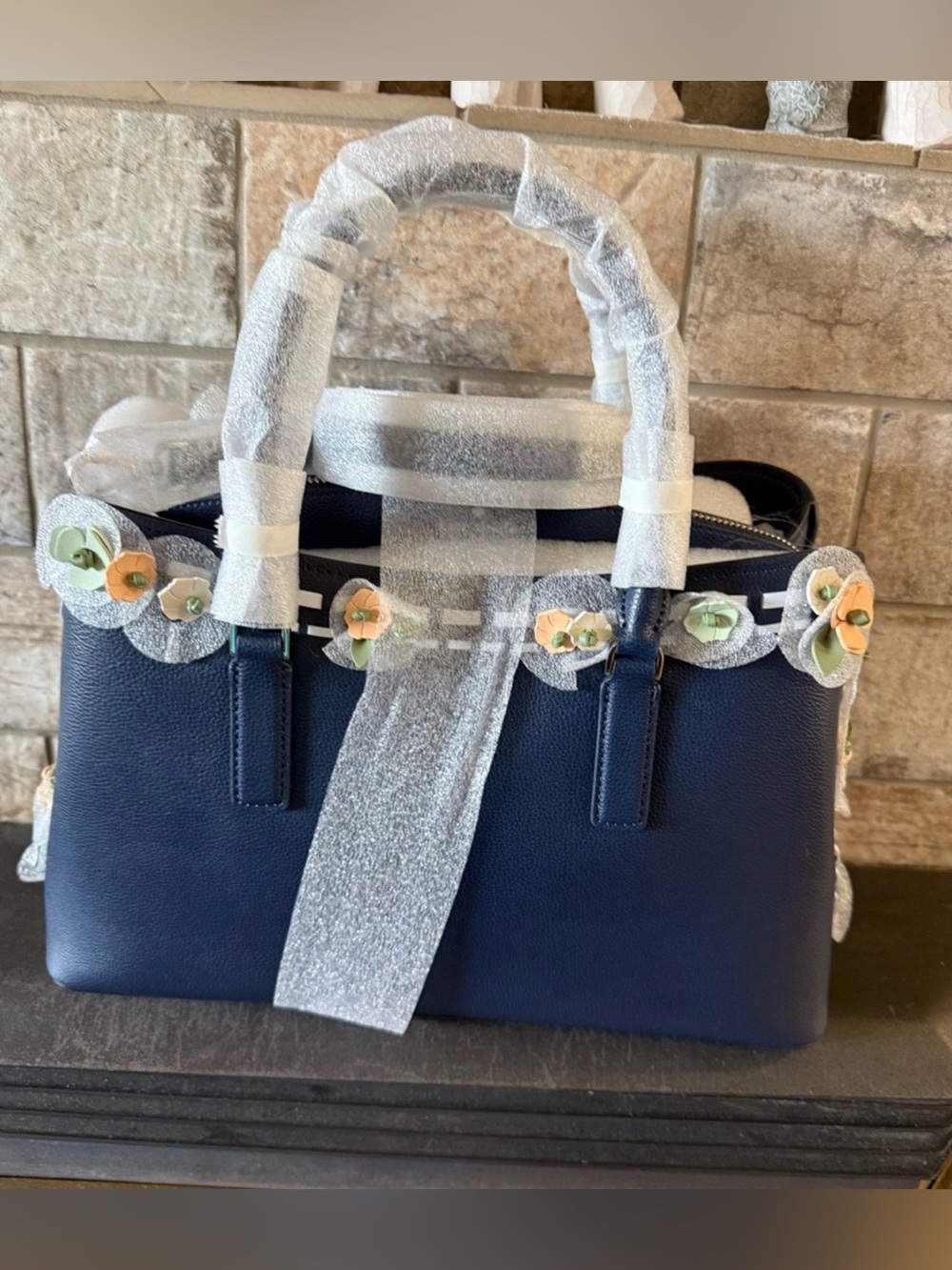 kate spade Navy Floral Applique Satchel